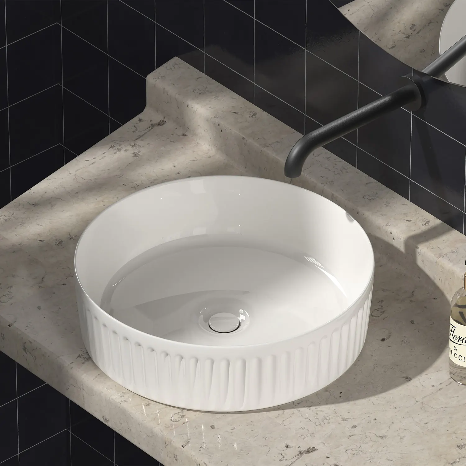 15 inches glossy white ceramic round vessel sink bathroom 40cm porcelain countertop basin